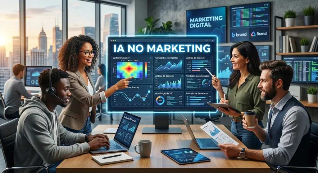 IA no marketing digital com foco em automação e análise preditiva